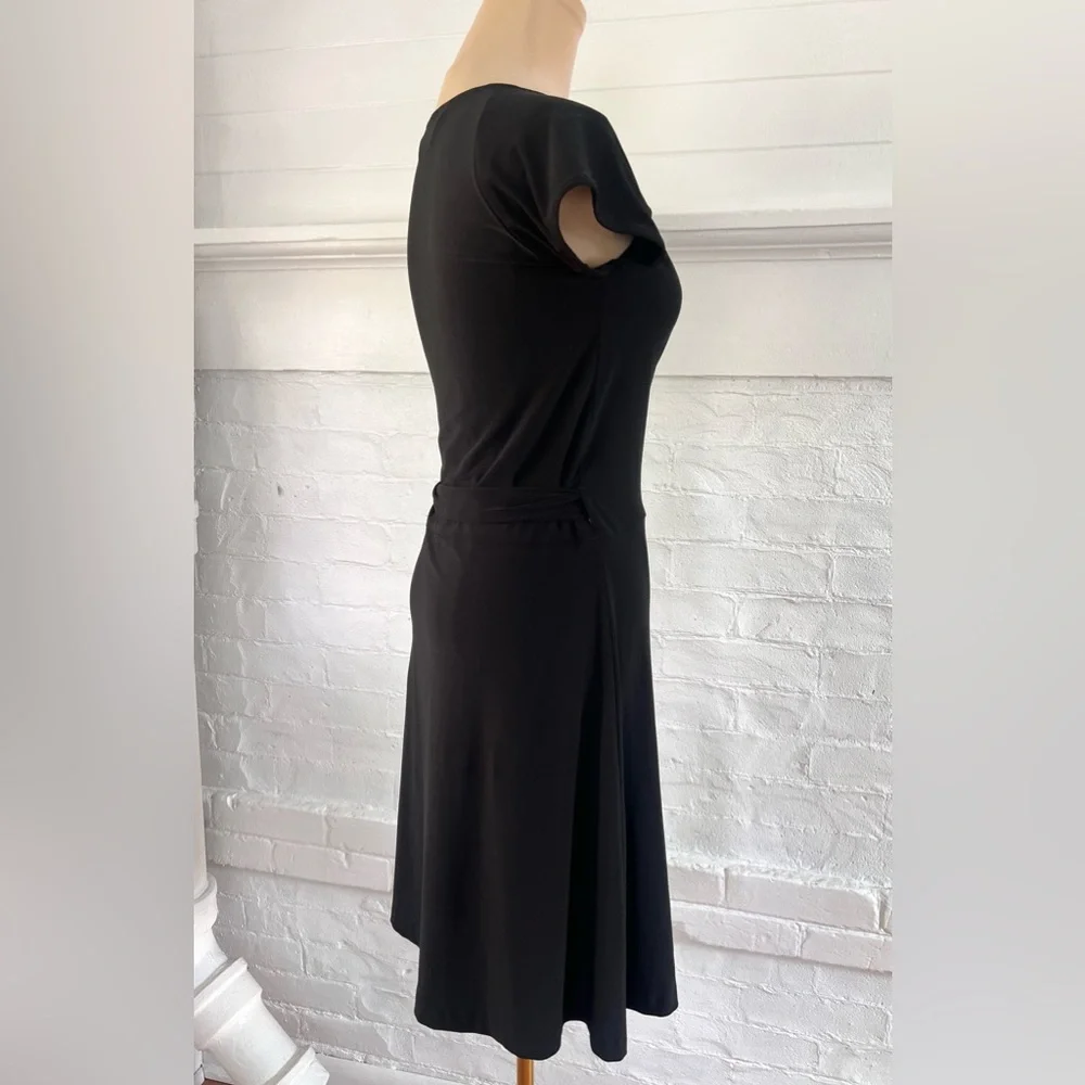 Norma Kamali Wrap Dress Cap Sleeve Sweetheart Neckline Knee Length Size M US 6 - Picture 7 of 12